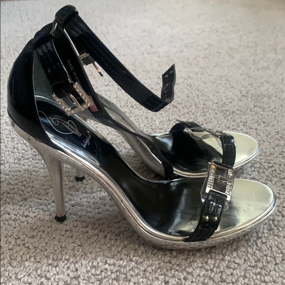 Baby Phat Black and Silver Stiletto Heels